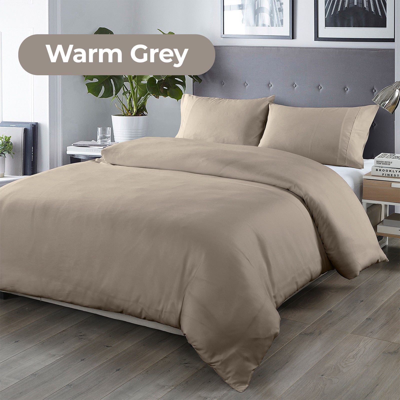 Royal Comfort Bamboo Blended Quilt Cover Set 1000TC Ultra Soft Luxury Bedding - Queen - Grey-Home & Garden > Bedding-PEROZ Accessories