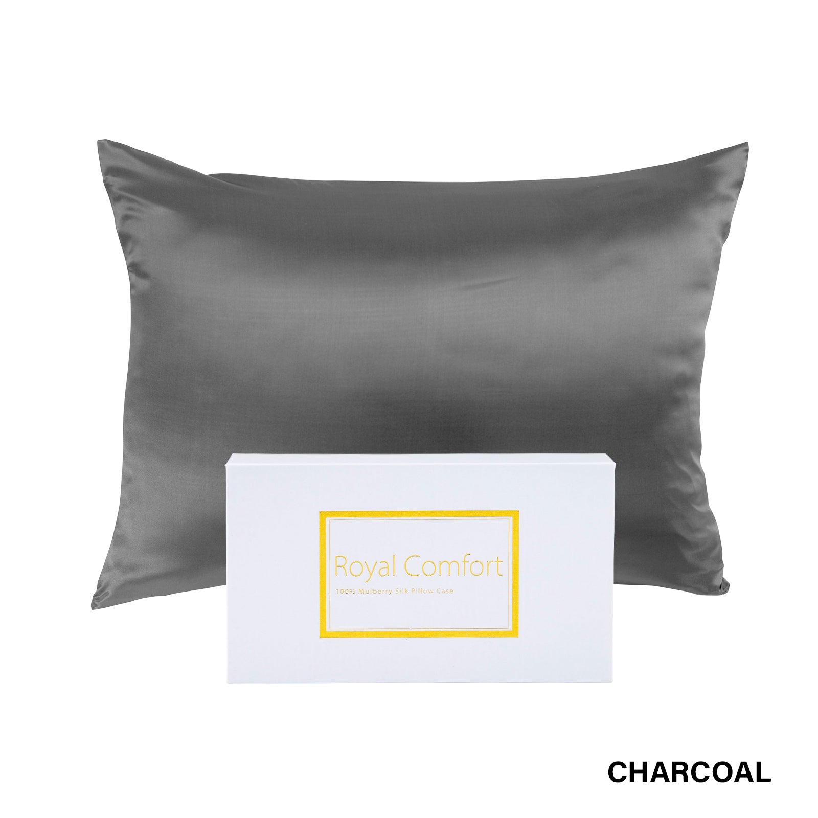 Royal Comfort Pure Silk Pillow Case 100% Mulberry Silk Hypoallergenic Pillowcase - Charcoal-Pillowcases-PEROZ Accessories