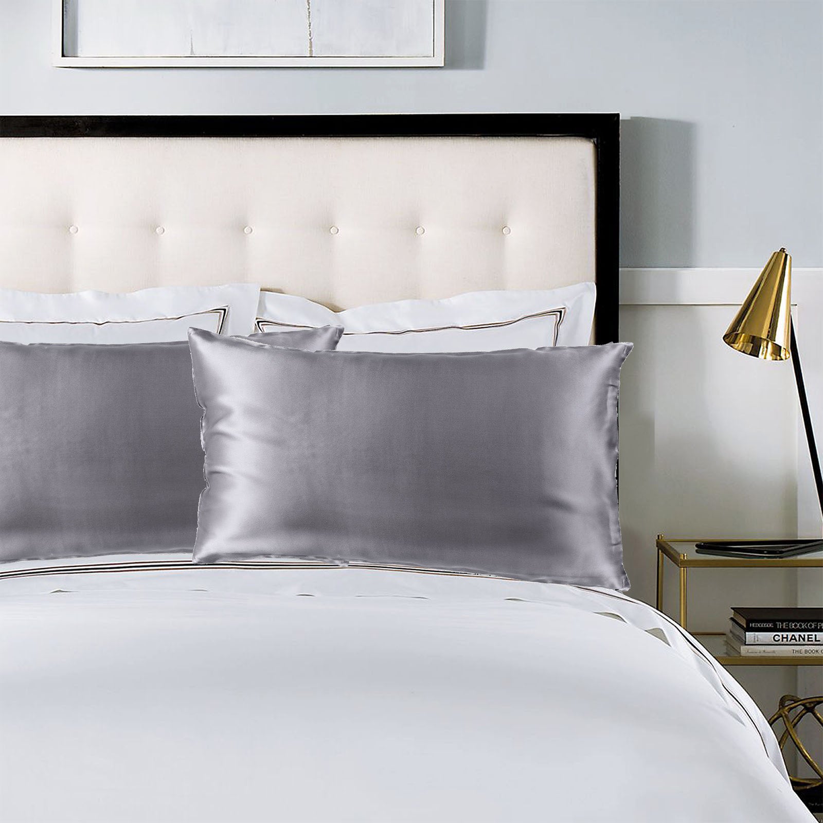 Royal Comfort Pure Silk Pillow Case 100% Mulberry Silk Hypoallergenic Pillowcase - Charcoal-Pillowcases-PEROZ Accessories