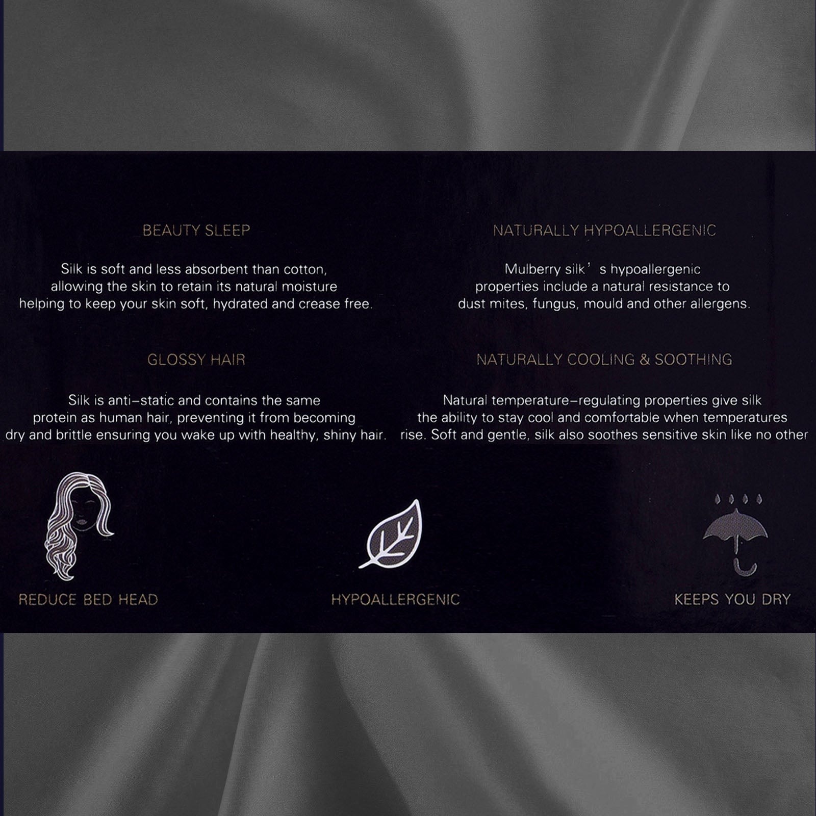 Royal Comfort Pure Silk Pillow Case 100% Mulberry Silk Hypoallergenic Pillowcase - Charcoal-Pillowcases-PEROZ Accessories