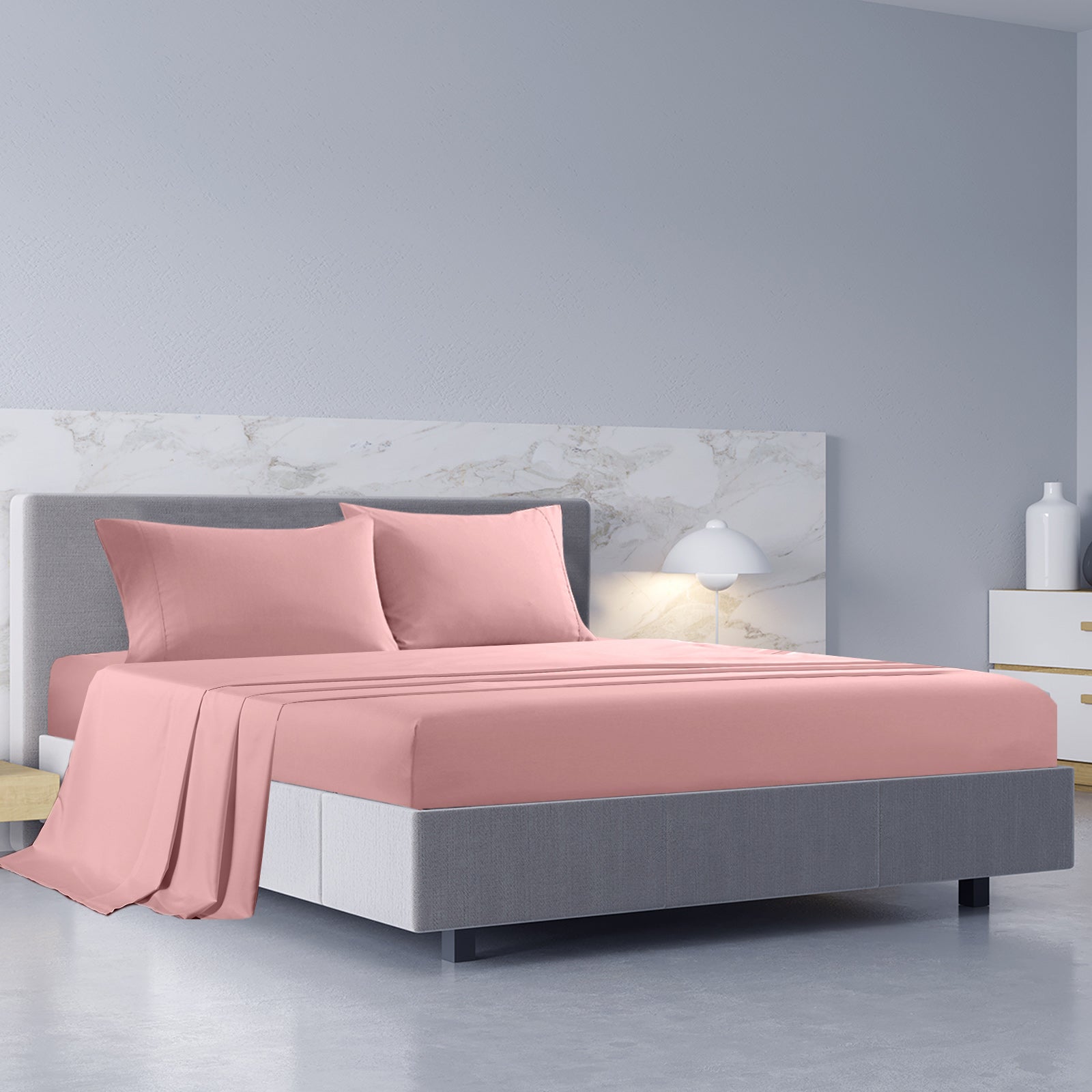 Royal Comfort 1000TC Hotel Grade Bamboo Cotton Sheets Pillowcases Set Ultrasoft - Queen - Blush-Bed Sheets-PEROZ Accessories