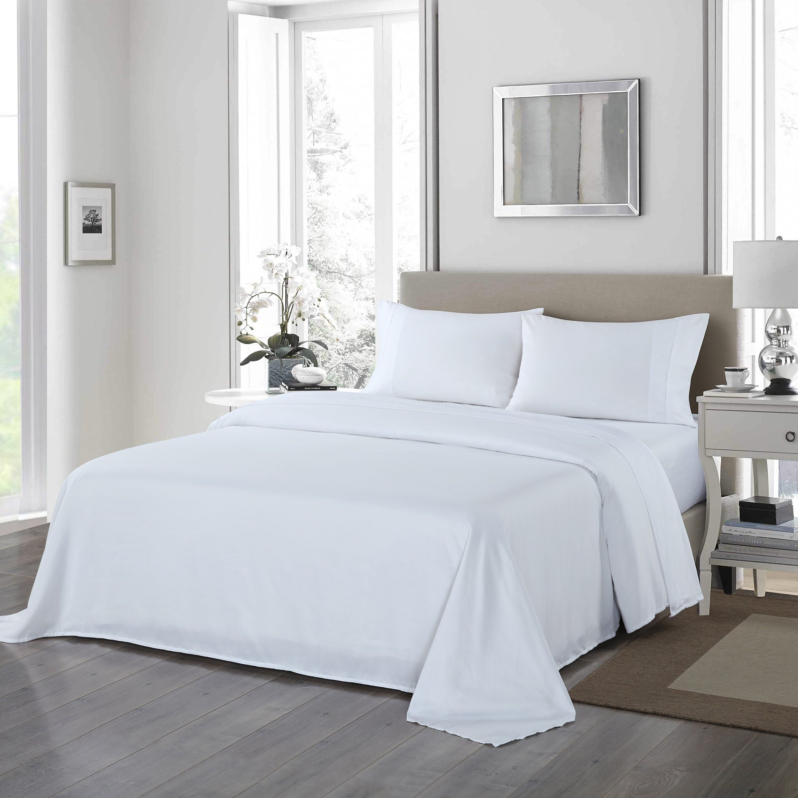 Royal Comfort 1200 Thread Count Sheet Set 4 Piece Ultra Soft Satin Weave Finish - Queen - White-Bed Sheets-PEROZ Accessories