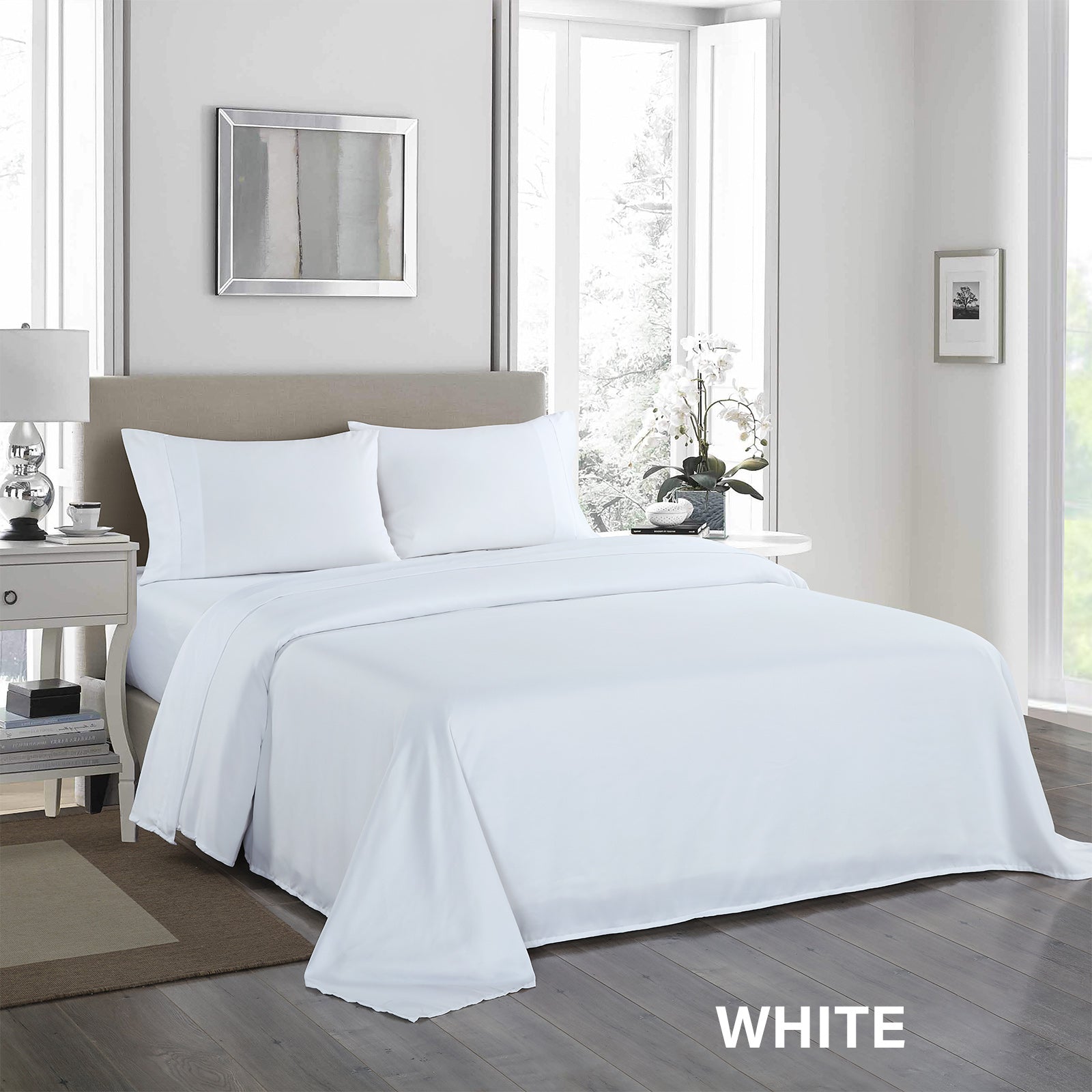 Royal Comfort 1200 Thread Count Sheet Set 4 Piece Ultra Soft Satin Weave Finish - Queen - White-Bed Sheets-PEROZ Accessories