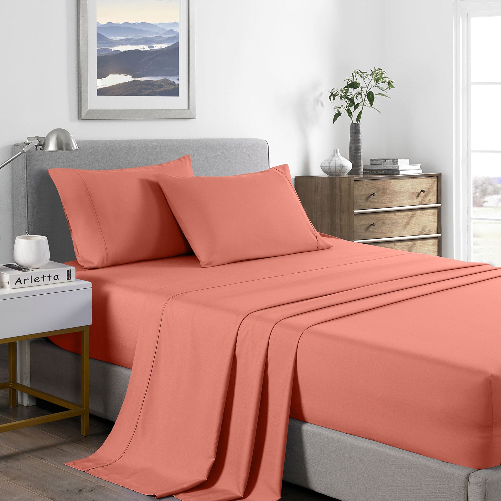 Royal Comfort 2000 Thread Count Bamboo Cooling Sheet Set Ultra Soft Bedding - Double - Peach-Home & Garden > Bedding-PEROZ Accessories