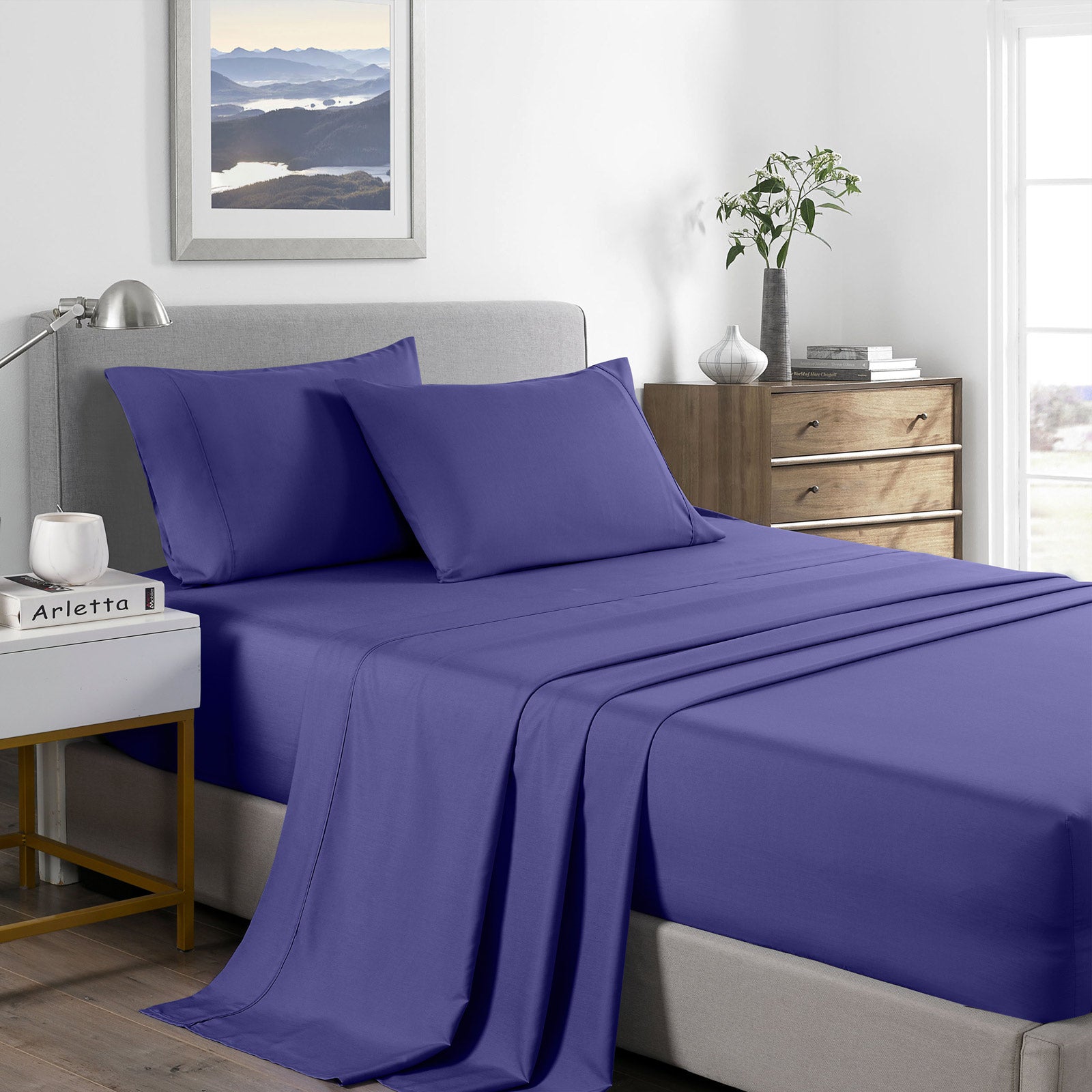 Royal Comfort 2000 Thread Count Bamboo Cooling Sheet Set Ultra Soft Bedding - Single - Royal Blue-Bed Sheets-PEROZ Accessories