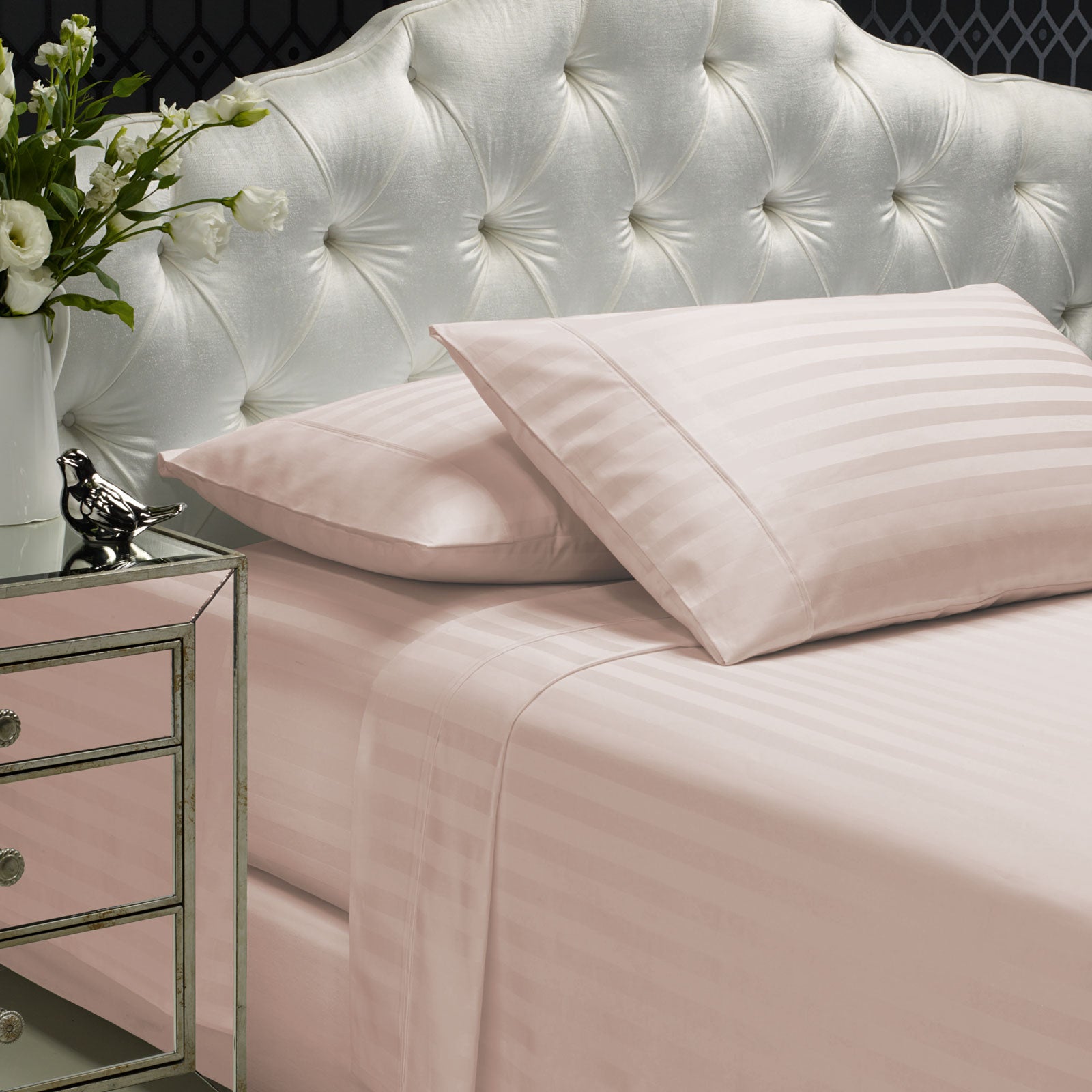 Royal Comfort 1200TC Sheet Set Damask Cotton Blend Ultra Soft Sateen Bedding - Queen - Blush-Bed Sheets-PEROZ Accessories