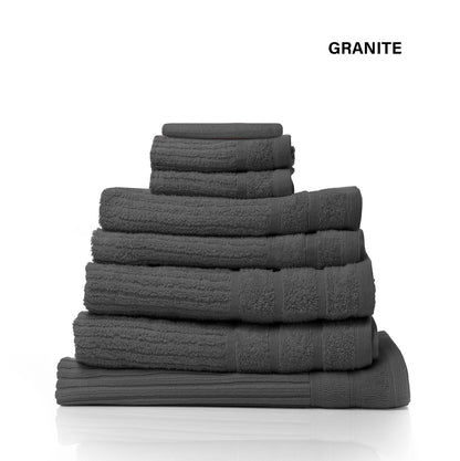 Royal Comfort Eden Egyptian Cotton 600GSM 8 Piece Luxury Bath Towels Set - Granite-Towels-PEROZ Accessories