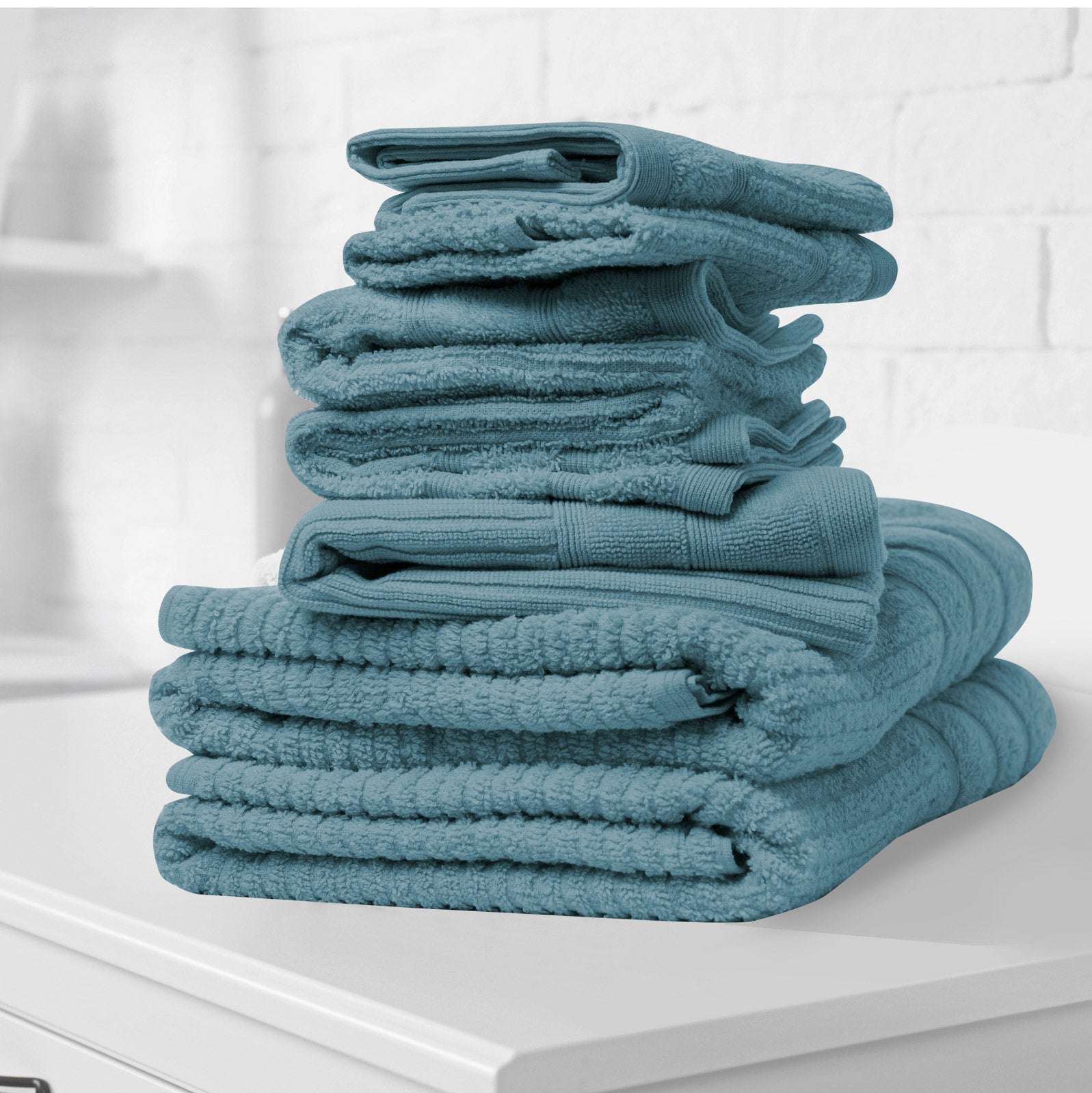 Royal Comfort Eden Egyptian Cotton 600GSM 8 Piece Luxury Bath Towels Set - Turquoise-Towels-PEROZ Accessories