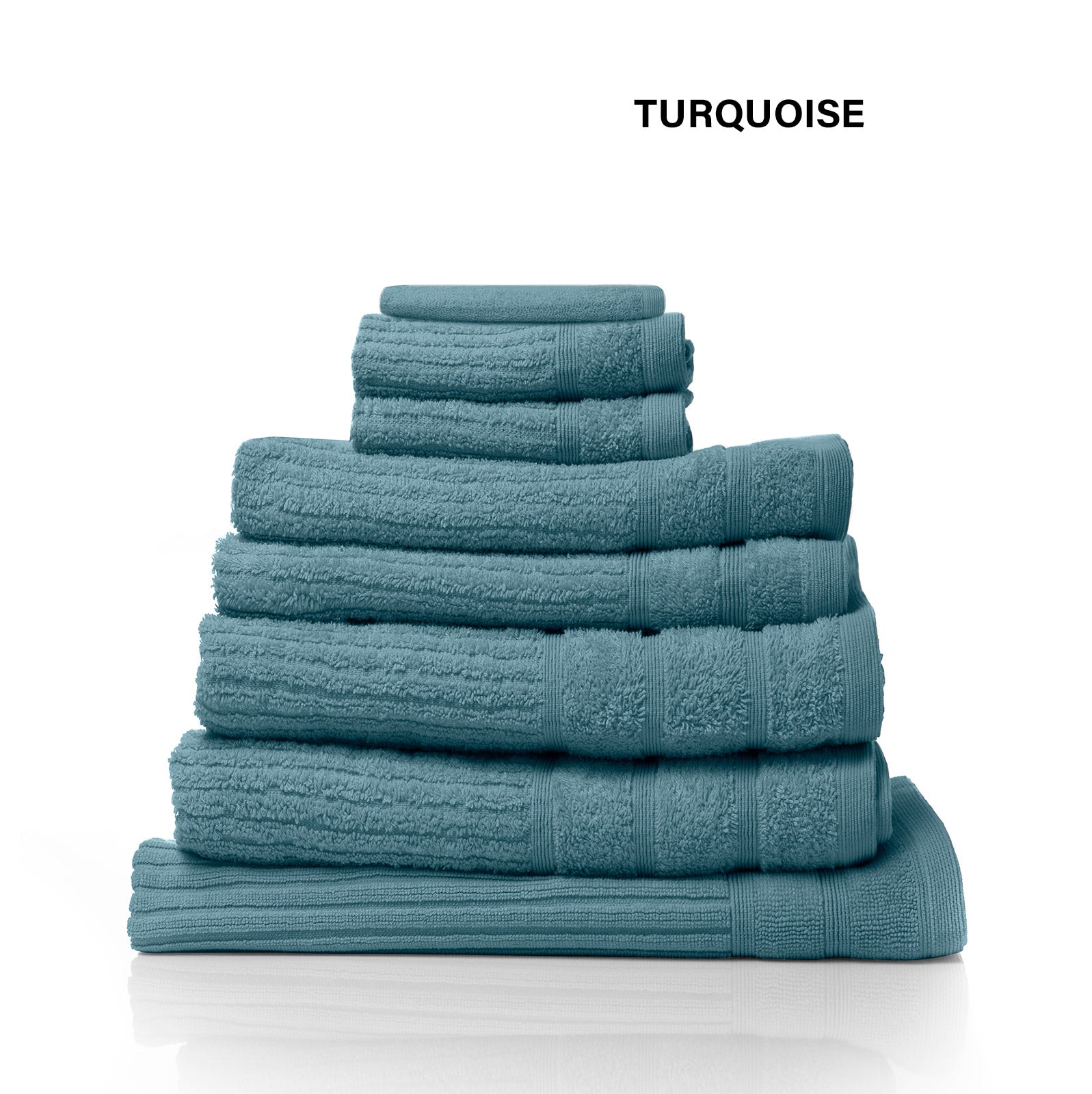 Royal Comfort Eden Egyptian Cotton 600GSM 8 Piece Luxury Bath Towels Set - Turquoise-Towels-PEROZ Accessories