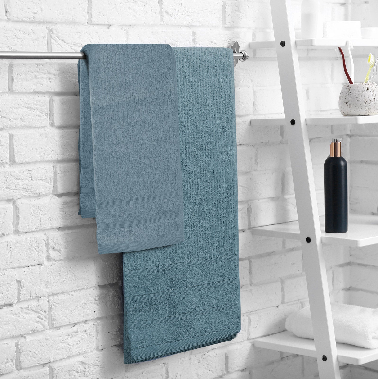 Royal Comfort Eden Egyptian Cotton 600GSM 8 Piece Luxury Bath Towels Set - Turquoise-Towels-PEROZ Accessories