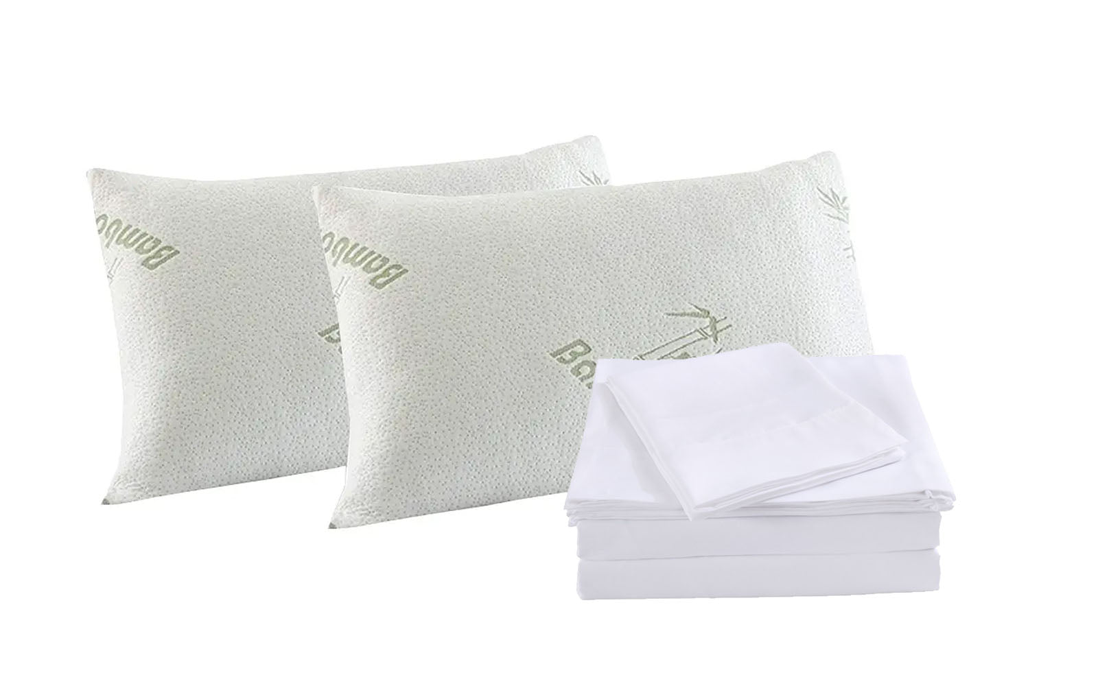 Royal Comfort Bamboo Blend Sheet Set 1000TC and Bamboo Pillows 2 Pack Ultra Soft - King - White-Bed Sheets-PEROZ Accessories