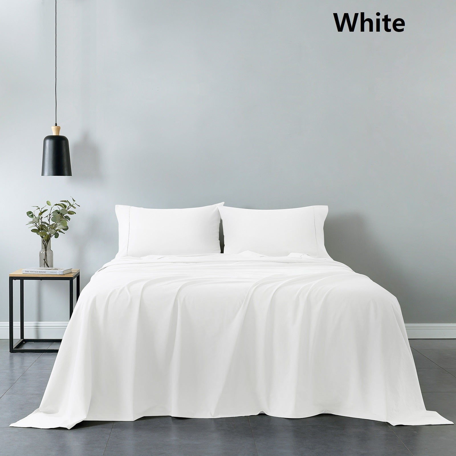 Royal Comfort 100% Cotton Vintage Sheet Set And 2 Duck Feather Down Pillows Set - Queen - White-Home & Garden > Bedding-PEROZ Accessories