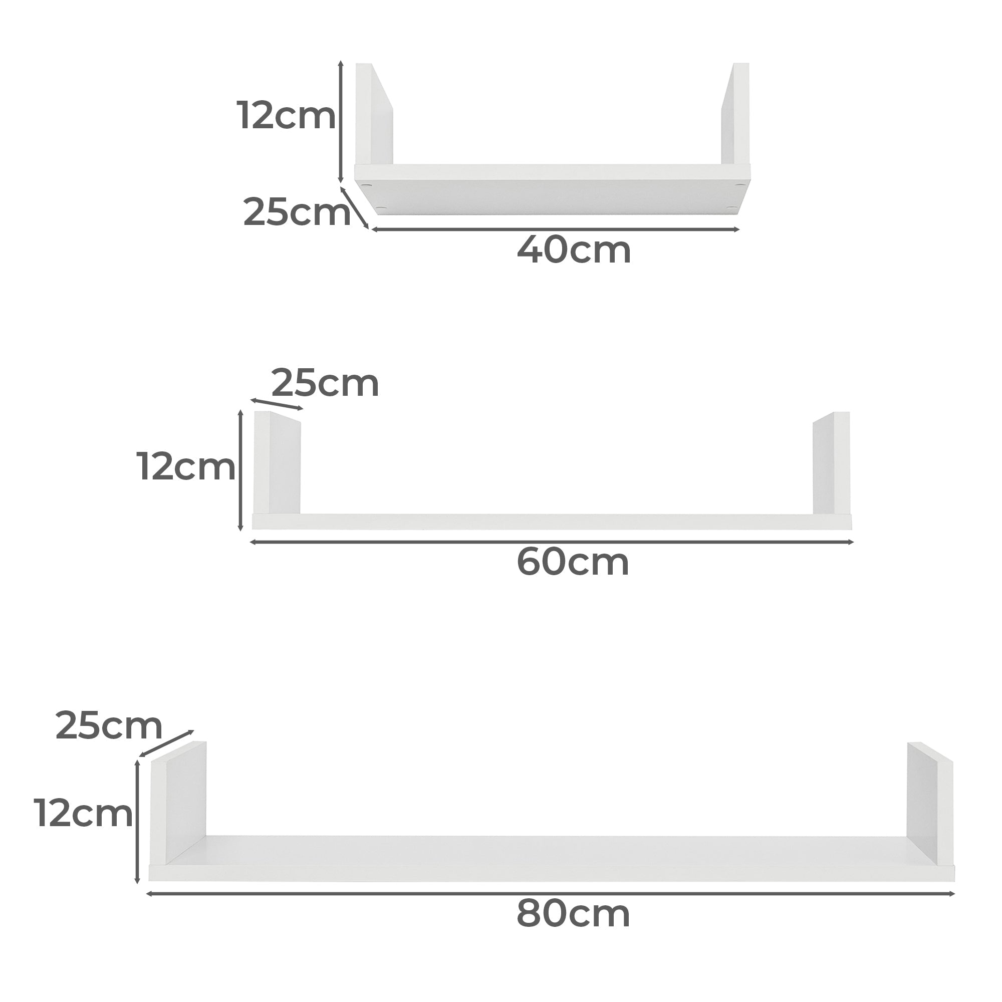 OSLO THREE PIECE SHELF KIT (WHITE)-Furniture > Living Room-PEROZ Accessories