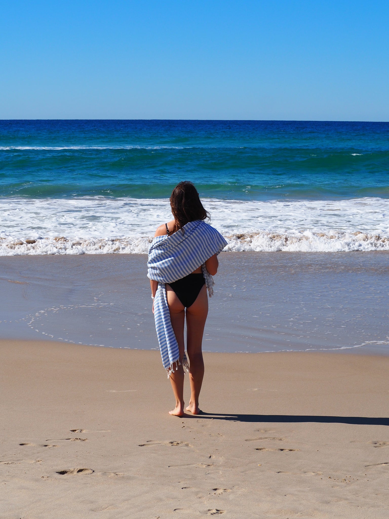 PORTSEA TURKISH COTTON TOWEL - SKY BLUE-Outdoor > Picnic-PEROZ Accessories