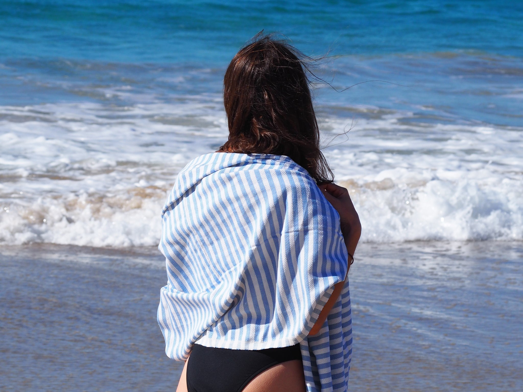 PORTSEA TURKISH COTTON TOWEL - SKY BLUE-Outdoor > Picnic-PEROZ Accessories