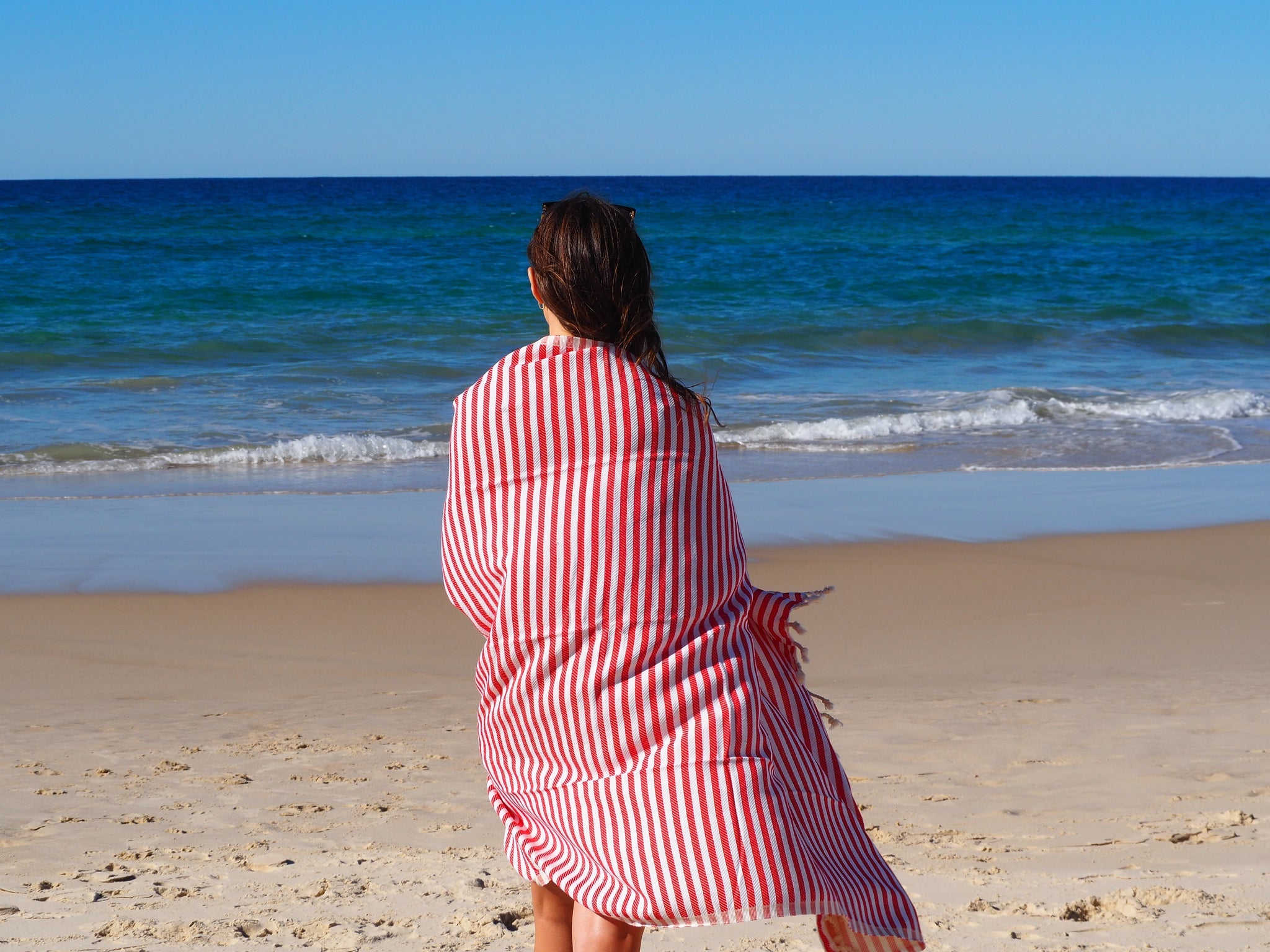 PORTSEA TURKISH COTTON TOWEL - CHERRY-Outdoor > Picnic-PEROZ Accessories