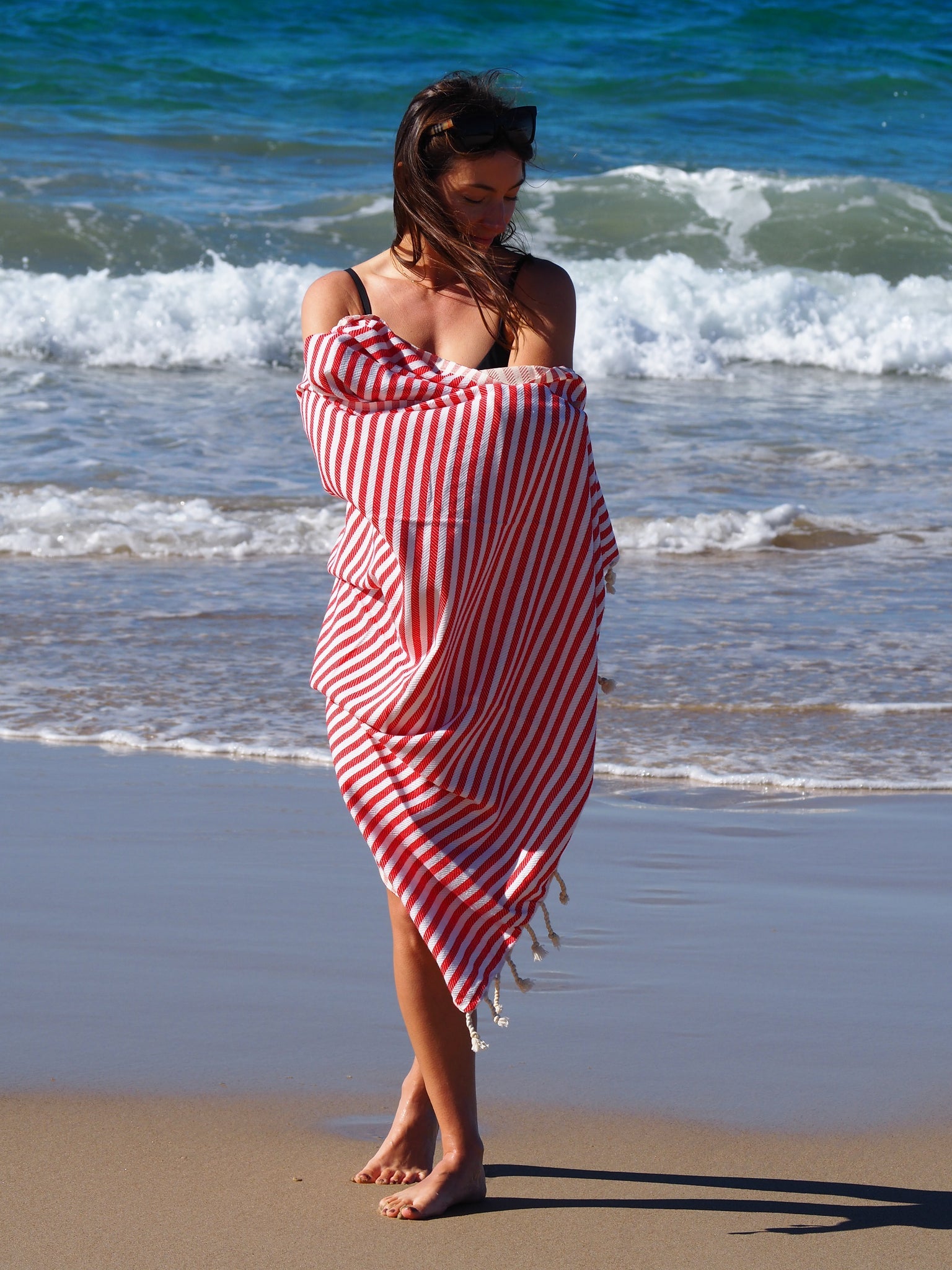 PORTSEA TURKISH COTTON TOWEL - CHERRY-Outdoor > Picnic-PEROZ Accessories