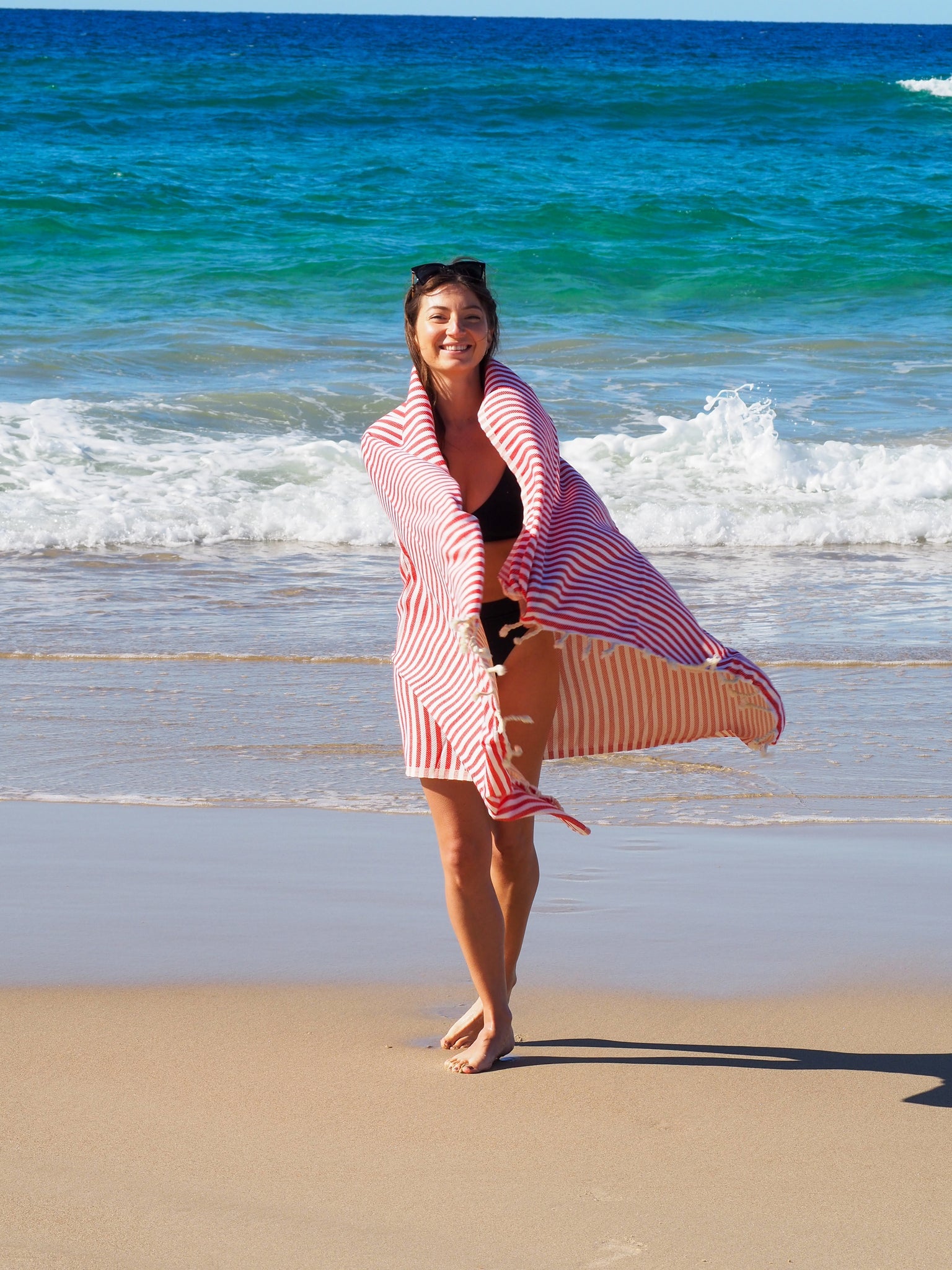 PORTSEA TURKISH COTTON TOWEL - CHERRY-Outdoor > Picnic-PEROZ Accessories
