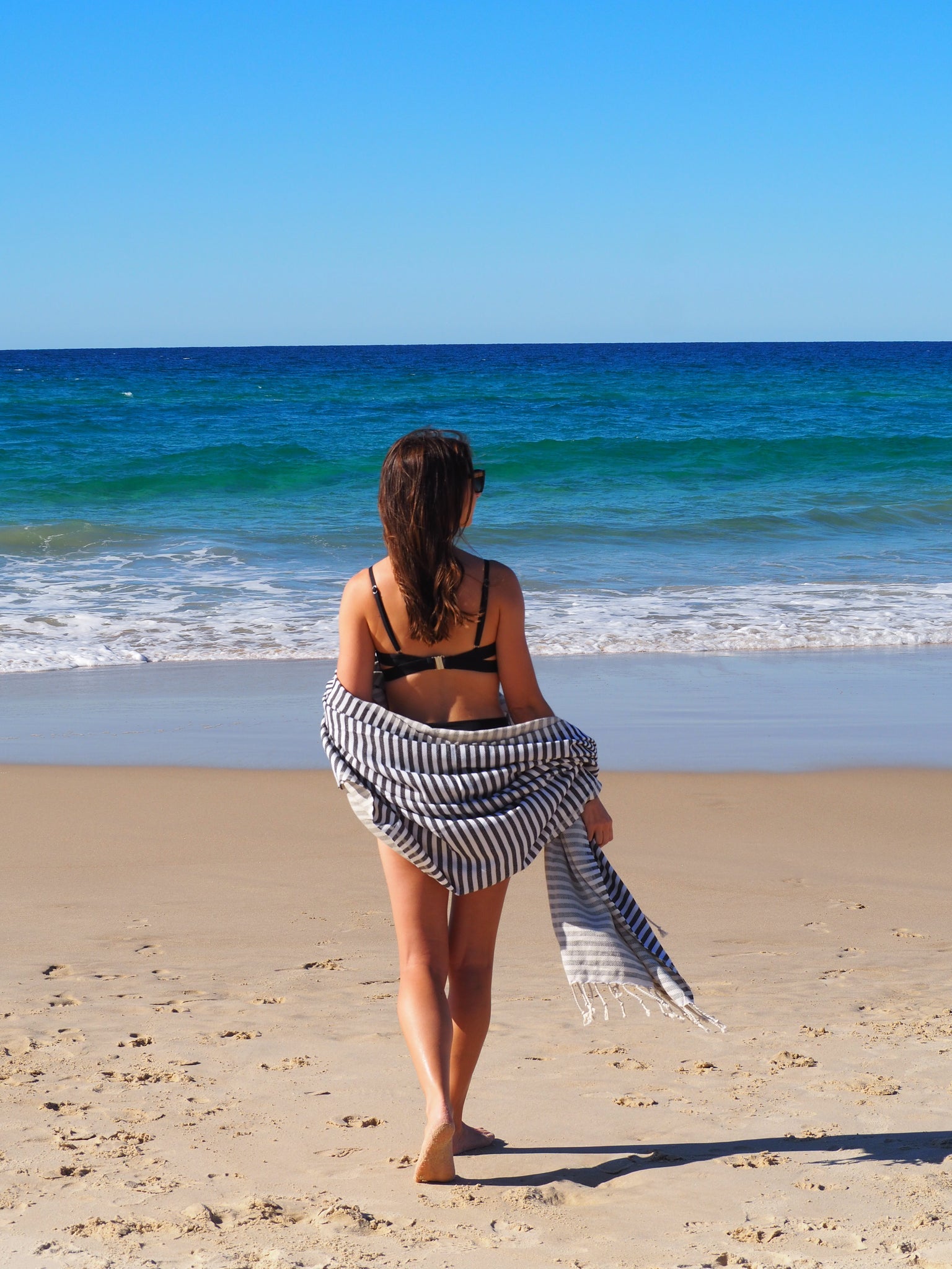 PORTSEA TURKISH COTTON TOWEL - MIDNIGHT-Outdoor > Picnic-PEROZ Accessories