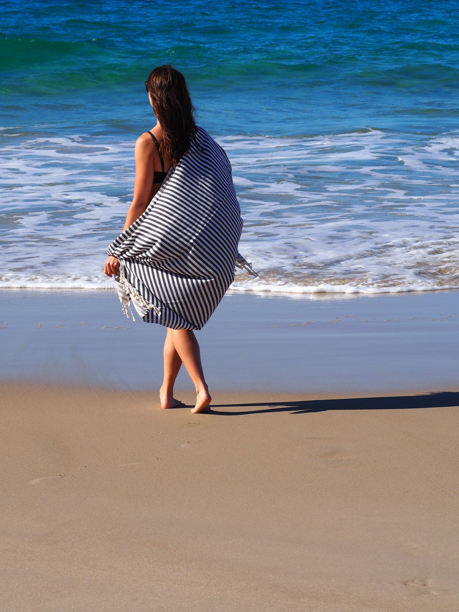 PORTSEA TURKISH COTTON TOWEL - MIDNIGHT-Outdoor > Picnic-PEROZ Accessories