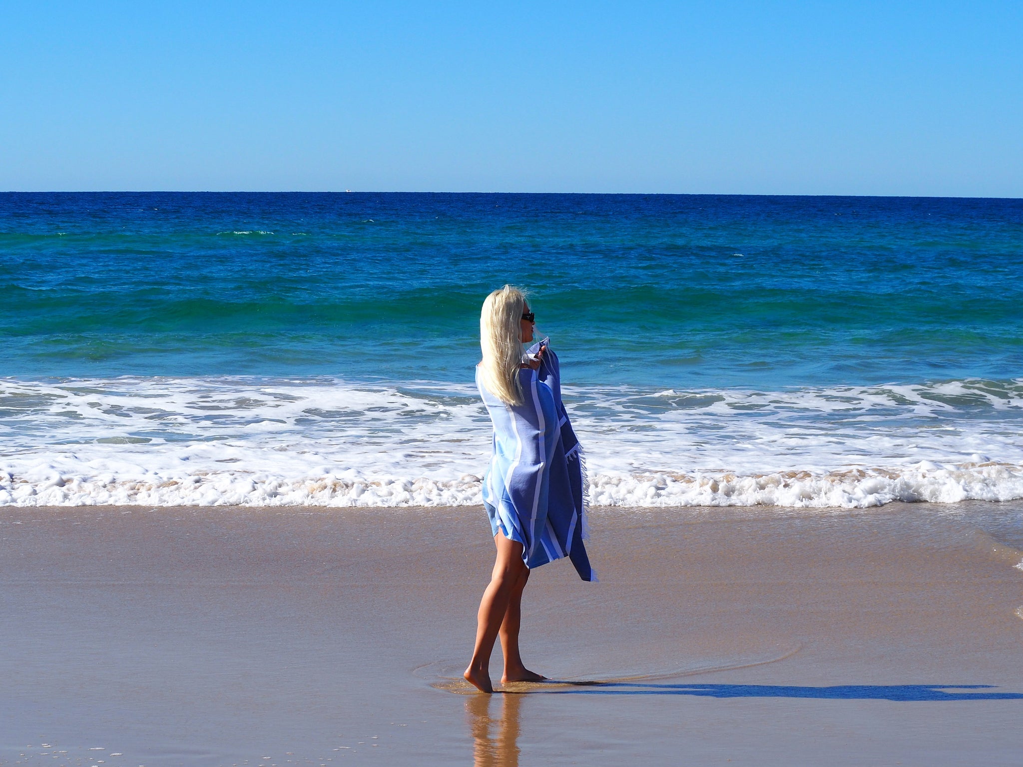 SORRENTO TURKISH COTTON TOWEL - SKY-Outdoor > Picnic-PEROZ Accessories