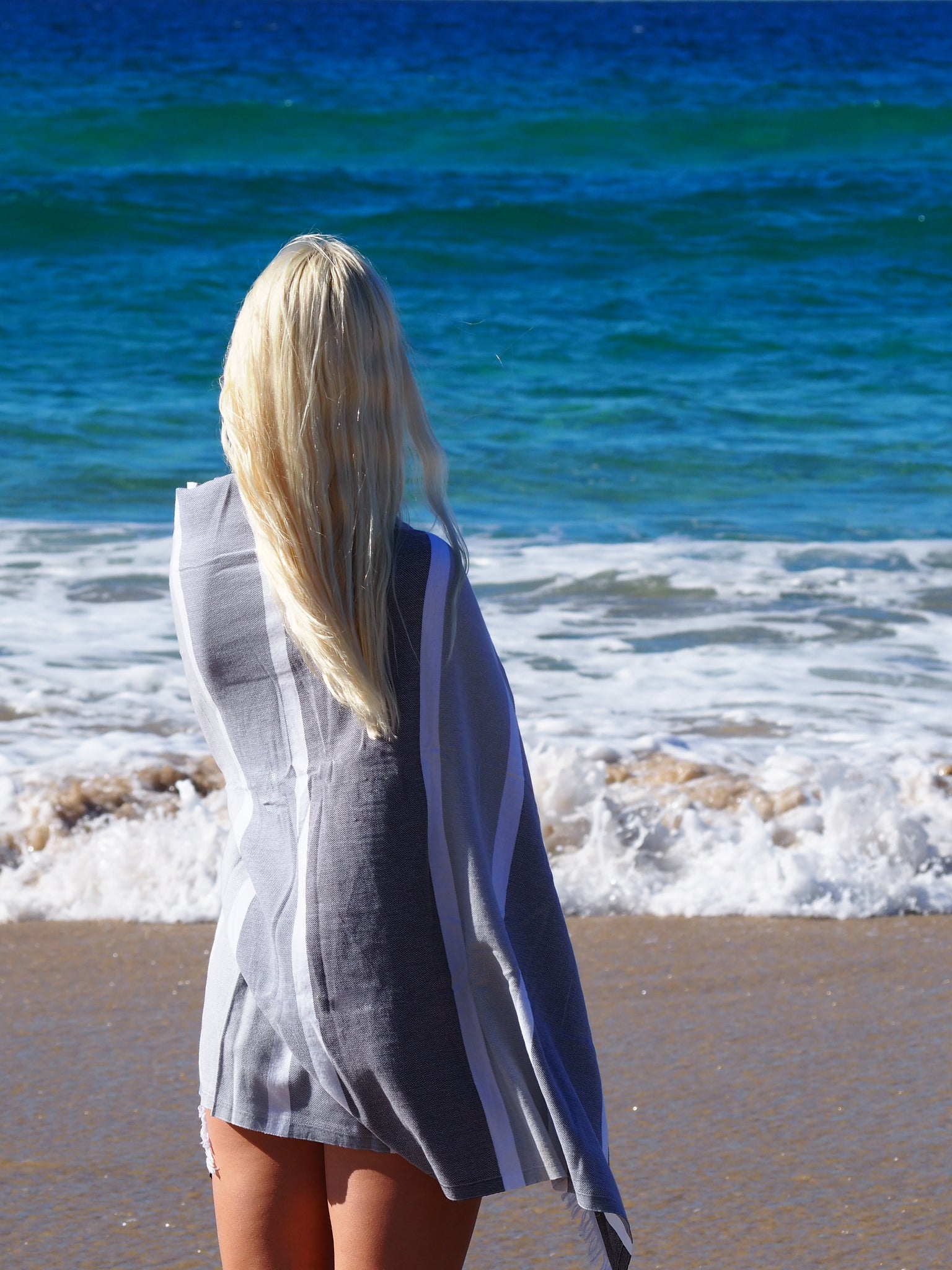 SORRENTO TURKISH COTTON TOWEL - MONOCHROME-Outdoor > Picnic-PEROZ Accessories