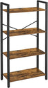 4-Tier Storage Rack with Steel Frame, 120 cm High, Rustic Brown and Black-Bookcases & Shelves-PEROZ Accessories