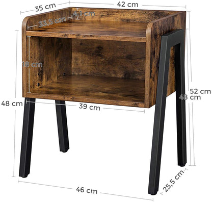 Vintage Nightstand Stackable End Table Wood Look Accent Furniture Metal Frame-Bedside Tables-PEROZ Accessories
