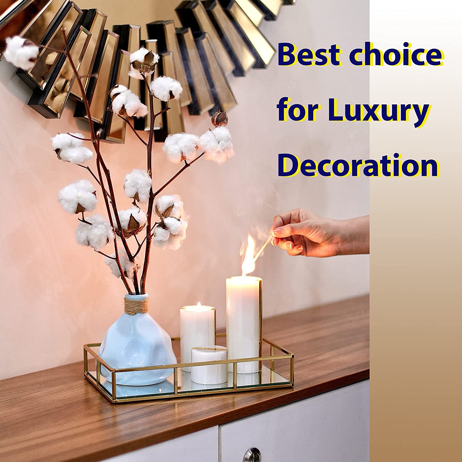 Tray Gold Mirror Decorative for Storage Jewelry and Makeup accessories-Health & Beauty > Makeup Mirrors-PEROZ Accessories