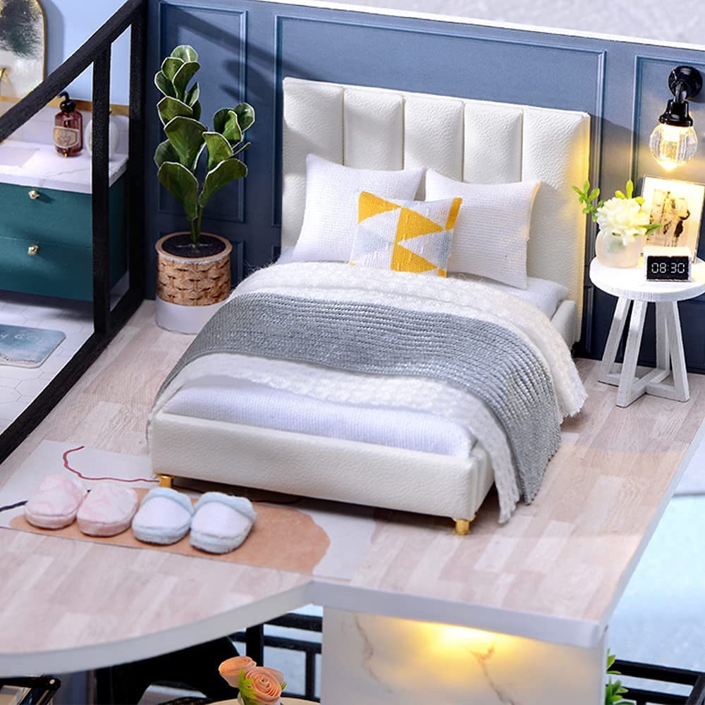 Dollhouse Miniature with Furniture Kit Plus Dust Proof and Music Movement - Cozy time (Valentine&