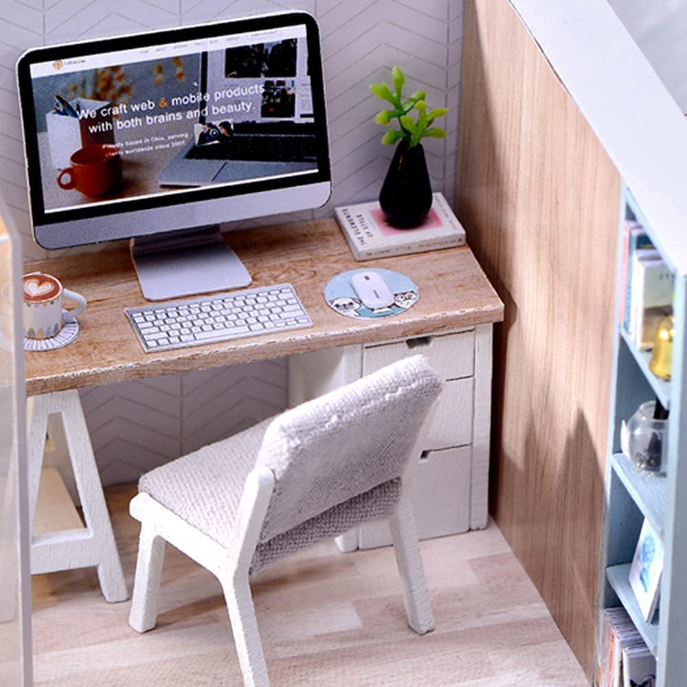 Dollhouse Miniature with Furniture Kit Plus Dust Proof and Music Movement - Cozy time (Valentine&