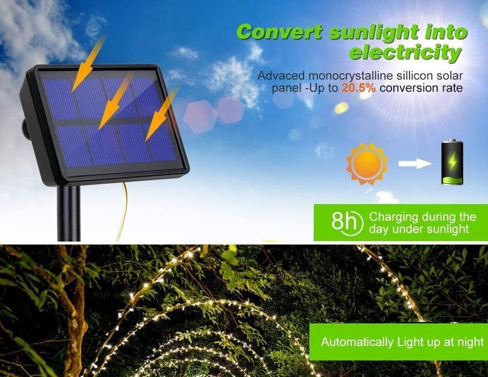 200 Waterproof LED Solar Fairy Light Outdoor with 8 Lighting Modes for Home,Garden and Decoration-Home & Garden > Garden Lights-PEROZ Accessories