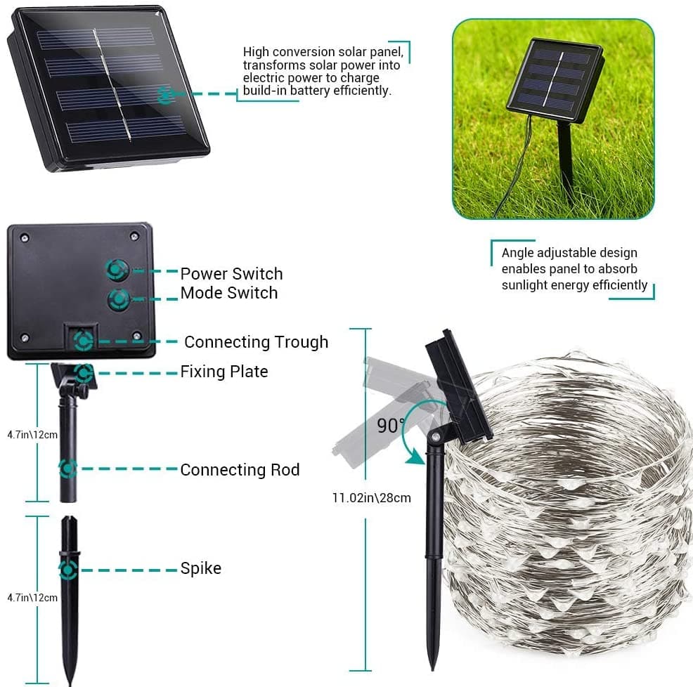 200 Waterproof LED Solar Fairy Light Outdoor with 8 Lighting Modes for Home,Garden and Decoration-Home & Garden > Garden Lights-PEROZ Accessories