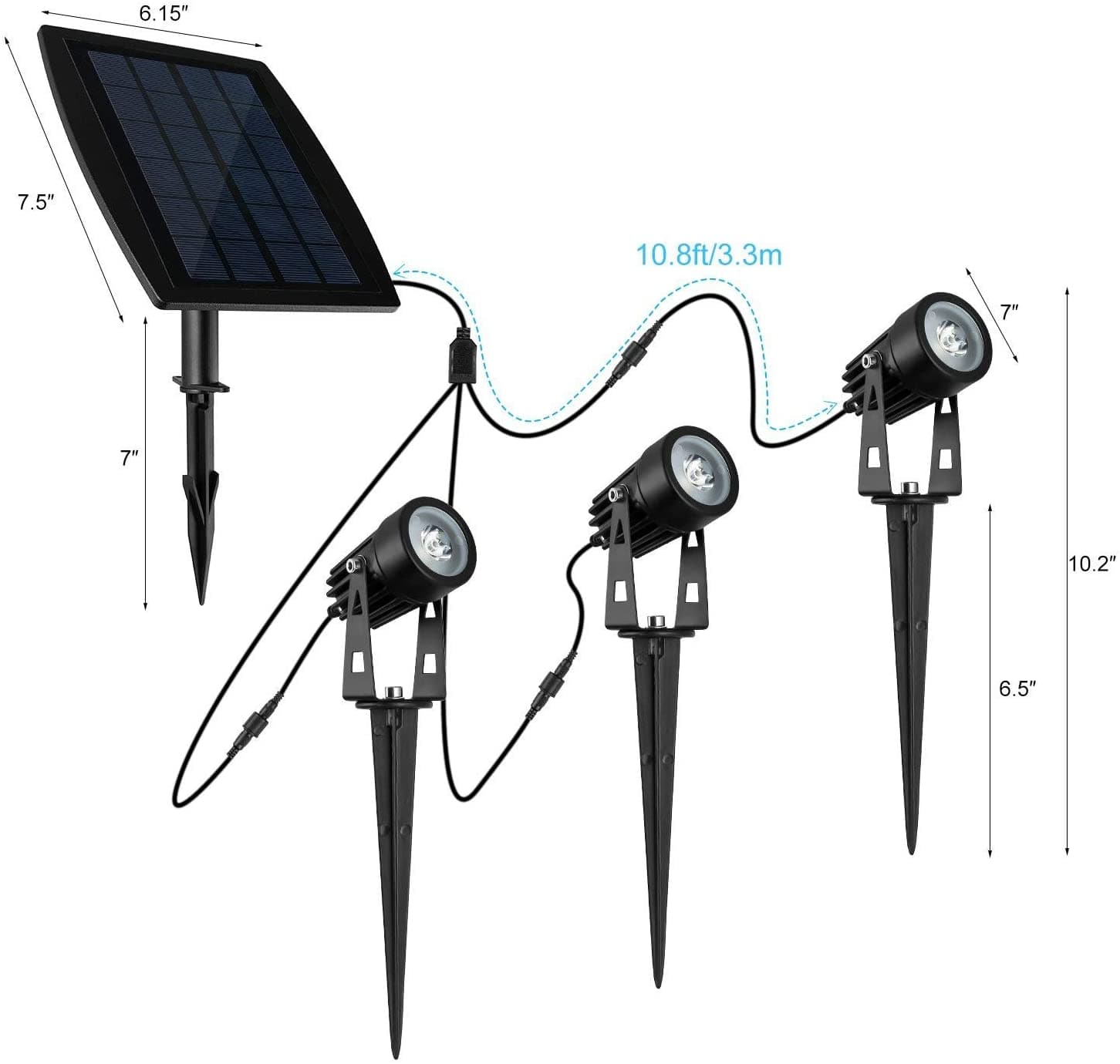 3 x LED Spotlights Powered Solar Garden Lights Outdoor Waterproof (Warm White)-Home & Garden > Garden Lights-PEROZ Accessories