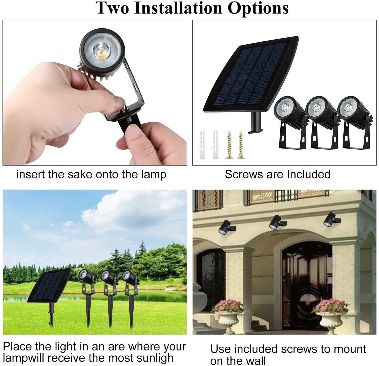 3 x LED Spotlights Powered Solar Garden Lights Outdoor Waterproof (Warm White)-Home & Garden > Garden Lights-PEROZ Accessories