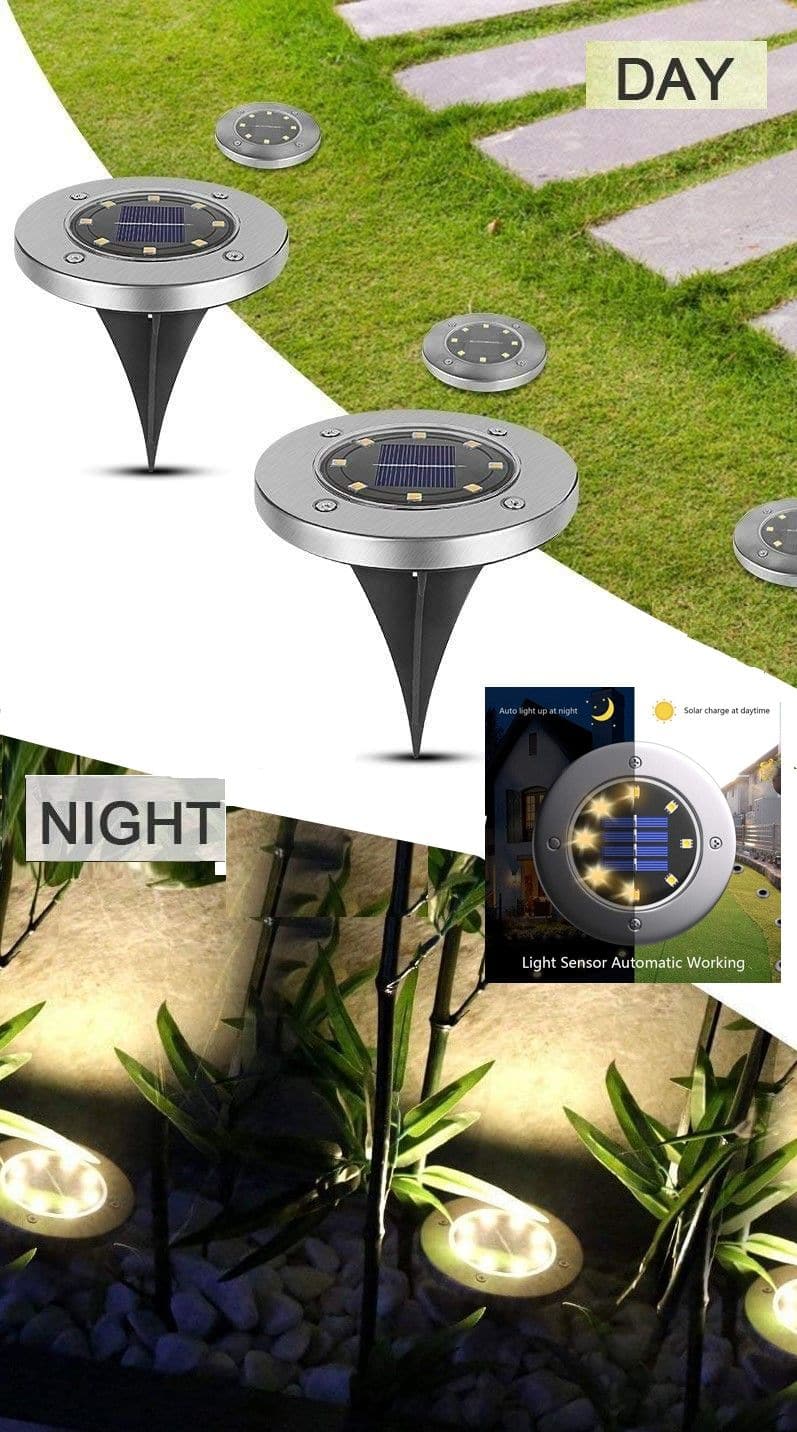 8 Pack LED Solar Pathway Lights Outdoor Solar Ground Lights (Warm White)-Home & Garden > Garden Lights-PEROZ Accessories