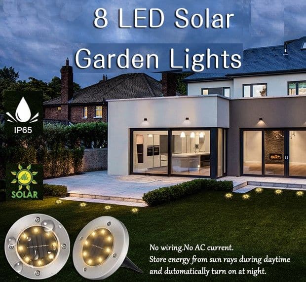 8 Pack LED Solar Pathway Lights Outdoor Solar Ground Lights (Warm White)-Home & Garden > Garden Lights-PEROZ Accessories