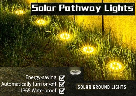 8 Pack LED Solar Pathway Lights Outdoor Solar Ground Lights (Warm White)-Home & Garden > Garden Lights-PEROZ Accessories