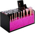 Leather Makeup Brush Cosmetic Organiser Storage Box with Pink Pearls, Acrylic Cover and 3 Compartments(Black)-Health & Beauty > Cosmetic Storage-PEROZ Accessories