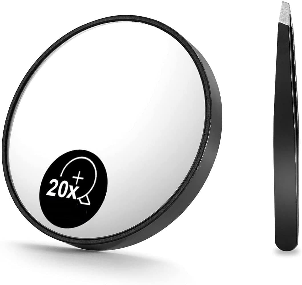 20X Magnifying Mirror and Eyebrow Tweezers Kit for Travel-Health &amp; Beauty &gt; Makeup Mirrors-PEROZ Accessories