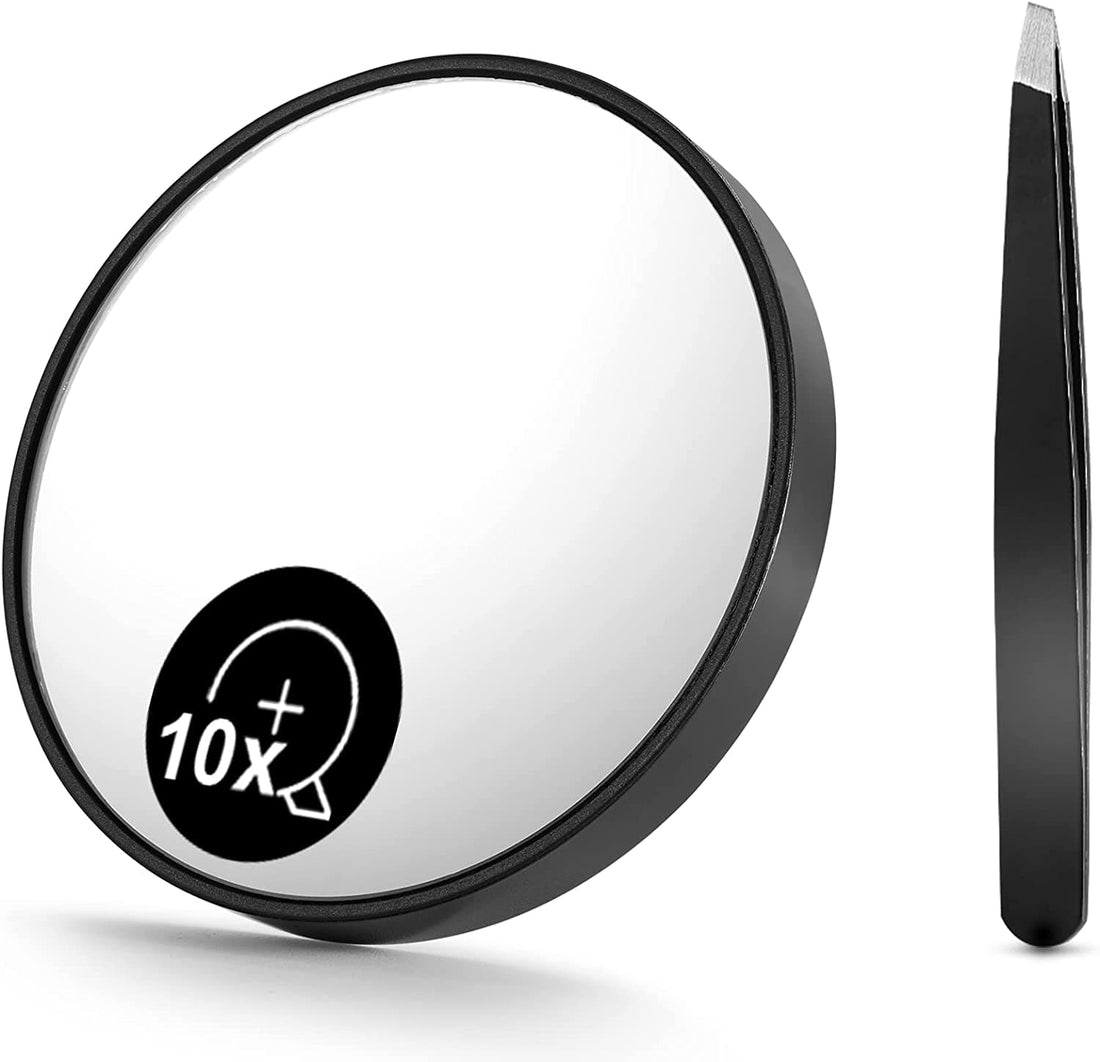 10X Magnifying Mirror and Eyebrow Tweezers Kit for Travel-Health &amp; Beauty &gt; Makeup Mirrors-PEROZ Accessories