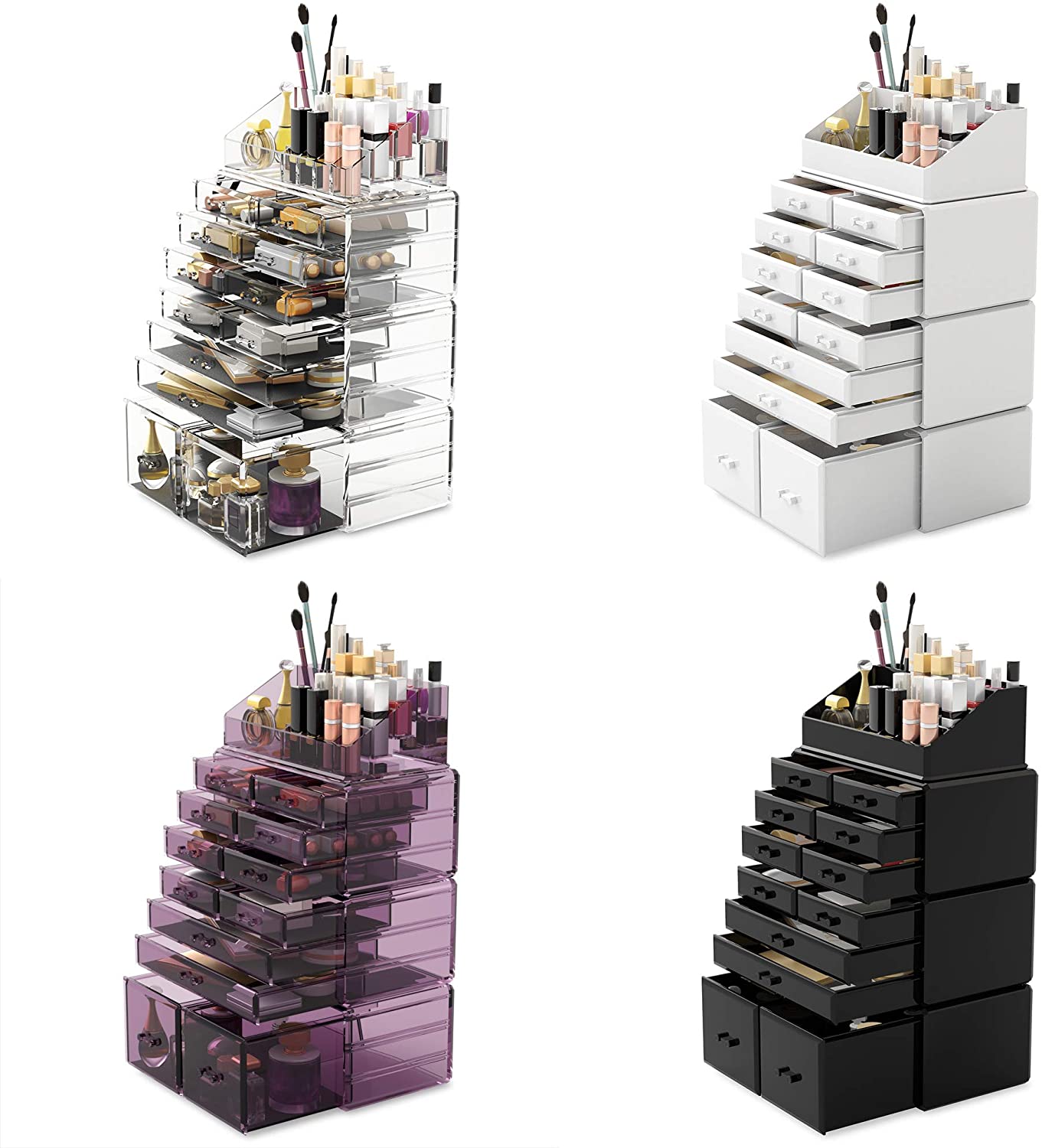 Makeup Cosmetic Organizer Storage with 12 Drawers Display Boxes (Clear)-Health & Beauty > Cosmetic Storage-PEROZ Accessories