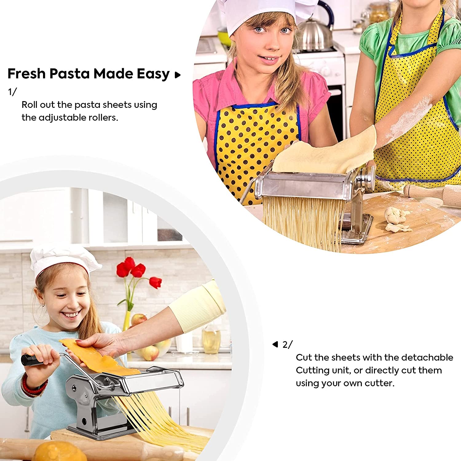 Pasta Maker Manual Steel Machine with 8 Adjustable Thickness Settings-Appliances > Kitchen Appliances-PEROZ Accessories