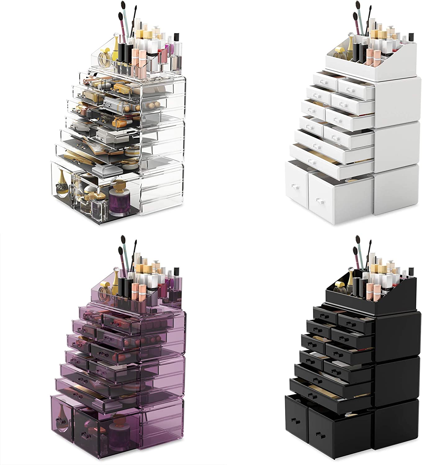 Makeup Cosmetic Organizer Storage with 12 Drawers Display Boxes (Black)-Home & Garden > Storage-PEROZ Accessories