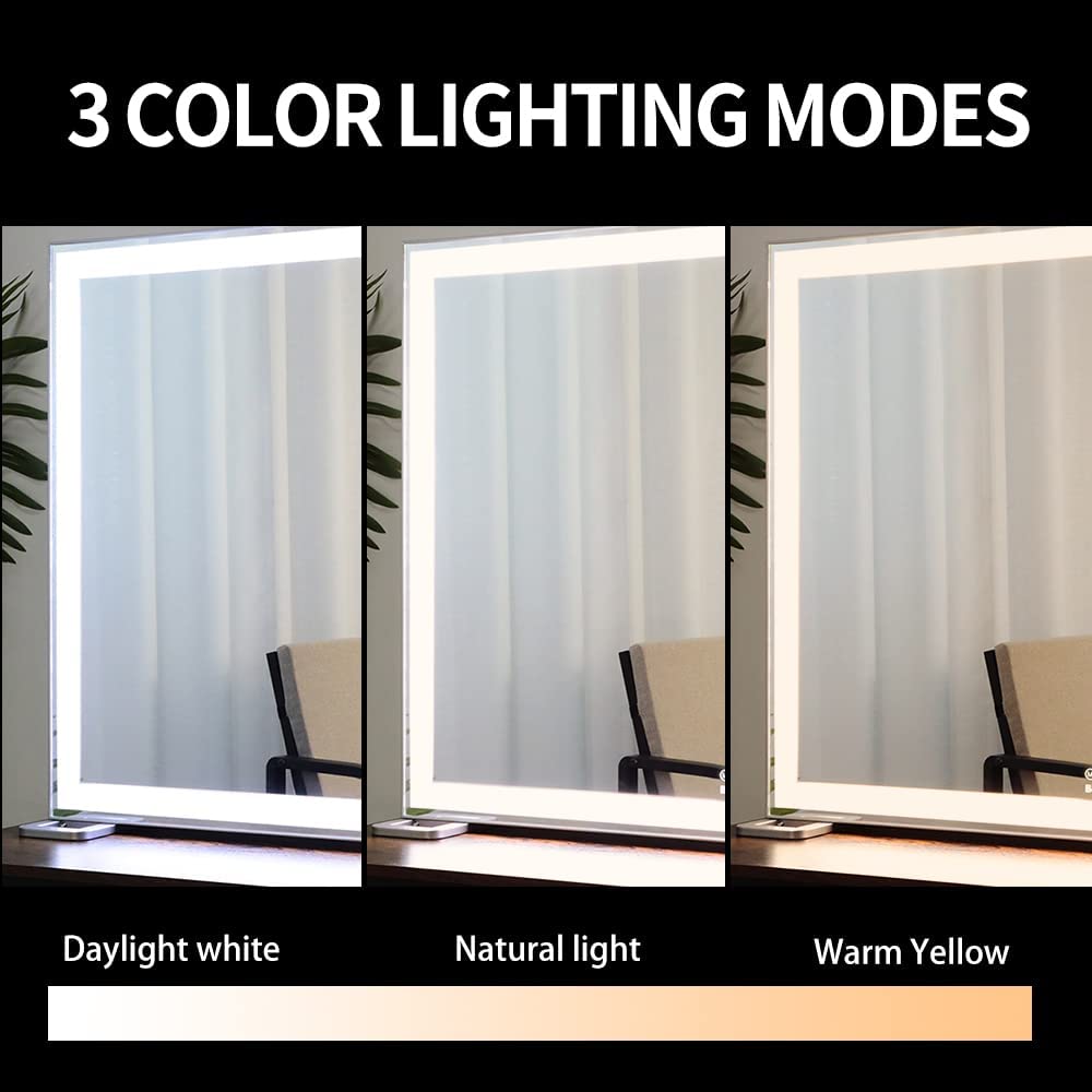 Large Hollywood Makeup Mirror 3 Modes Lighted and Smart Touch Control (92 x 68 cm)-Makeup Mirrors-PEROZ Accessories