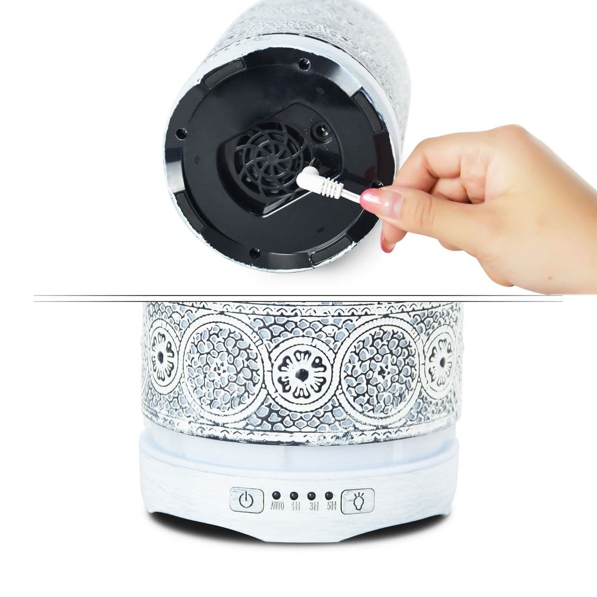 activiva 260ml Metal Essential Oil and Aroma Diffuser-Vintage White-Appliances > Aroma Diffusers & Humidifiers-PEROZ Accessories