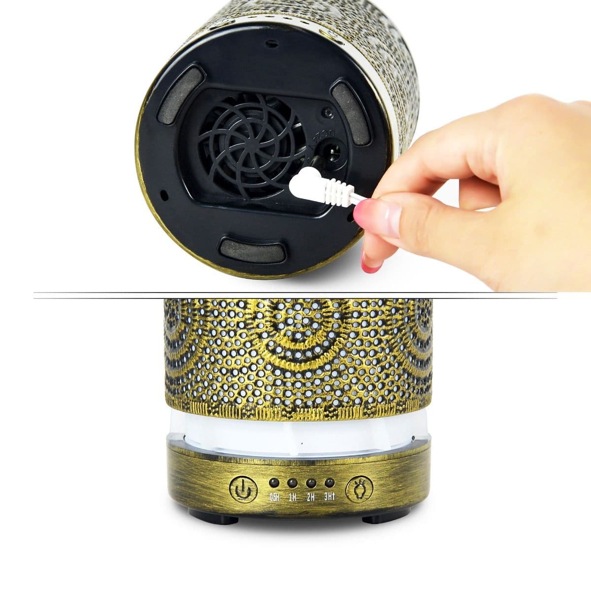 activiva 100ml Metal Essential Oil and Aroma Diffuser-Vintage Gold-Appliances > Aroma Diffusers & Humidifiers-PEROZ Accessories