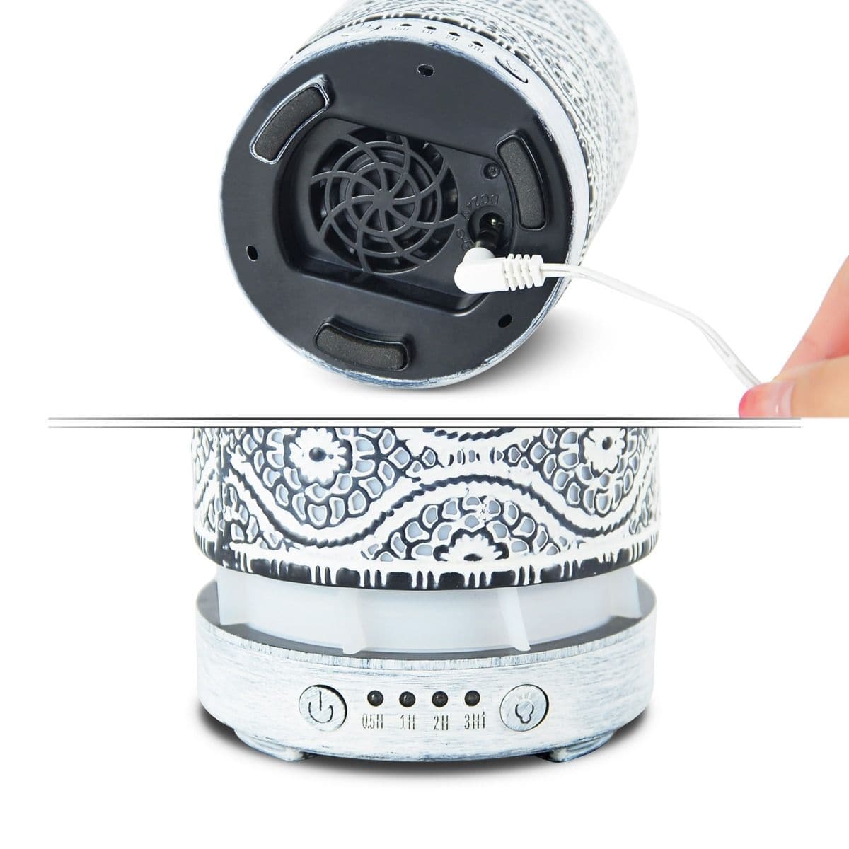 activiva 100ml Metal Essential Oil and Aroma Diffuser-Vintage White-Appliances > Aroma Diffusers & Humidifiers-PEROZ Accessories