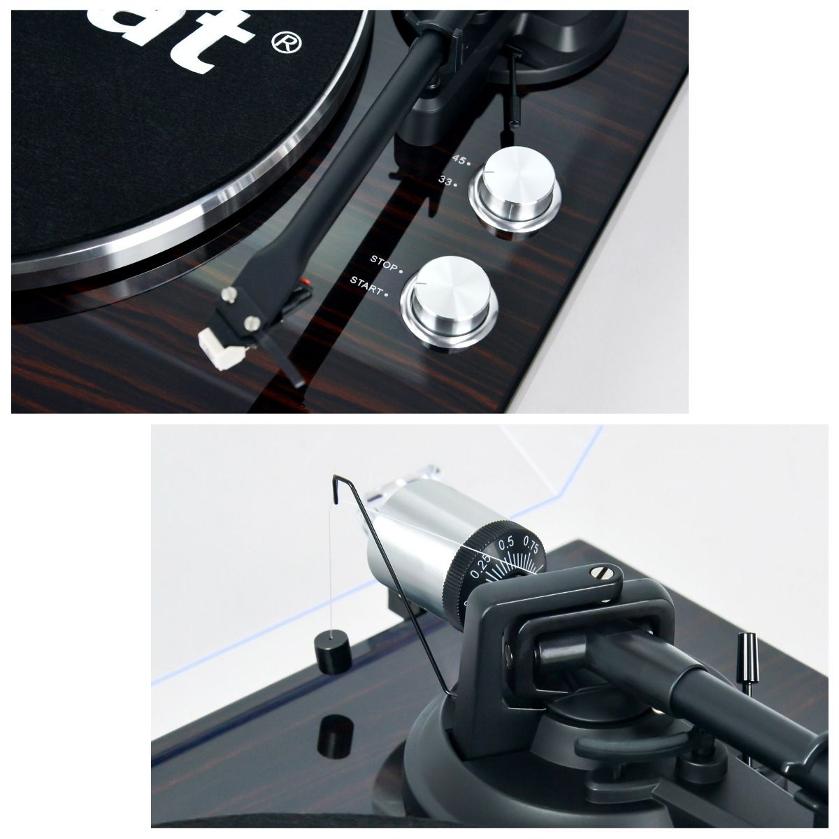 mbeat Hi-Fi Bluetooth Turntable (MMC, USB, Anti-skating, Preamplifier) - Macassar Ebony-Audio & Video > Speakers-PEROZ Accessories