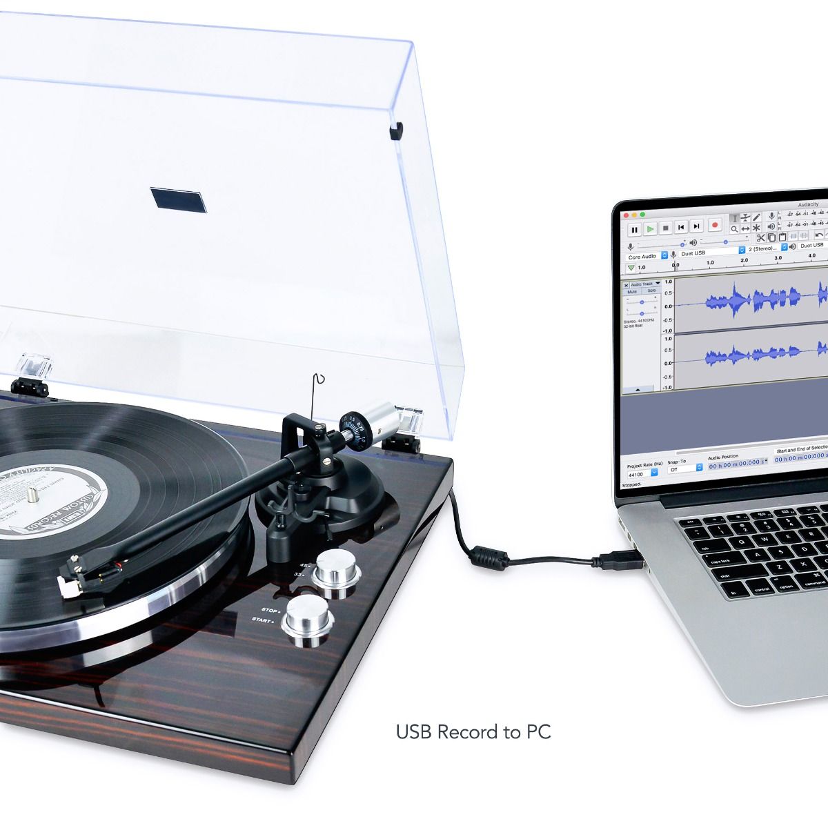mbeat Hi-Fi Bluetooth Turntable (MMC, USB, Anti-skating, Preamplifier) - Macassar Ebony-Audio & Video > Speakers-PEROZ Accessories